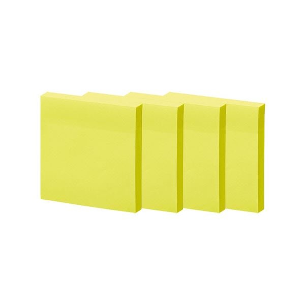 （まとめ） TANOSEE 強粘着ふせん7575mm ビビッドカラーイエロー 1パック（10冊） 5セット