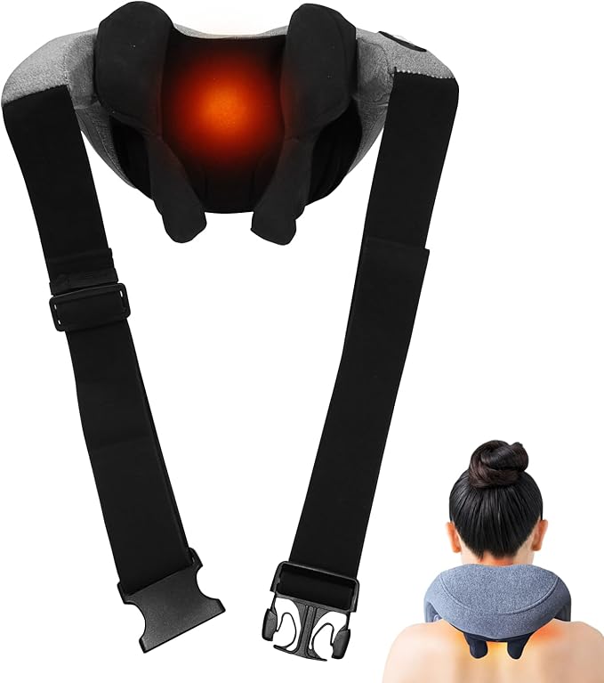 【医療機器認証品】 惣田製作所 手ぶら首肩マッサージャー ネックケア 首 肩 ヒーター機能 コードレス USB充電 プレゼント ギフト グレー