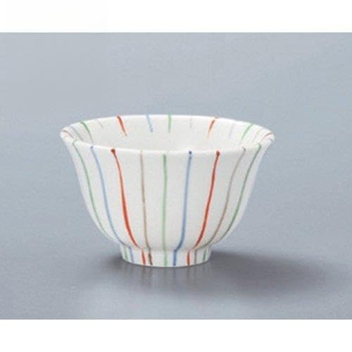 5個セット 煎茶 赤絵十草厚口反千茶 [9.5 x 5.7cm(230cc)] 強化 和食器 酒器 料亭 旅館 業務用