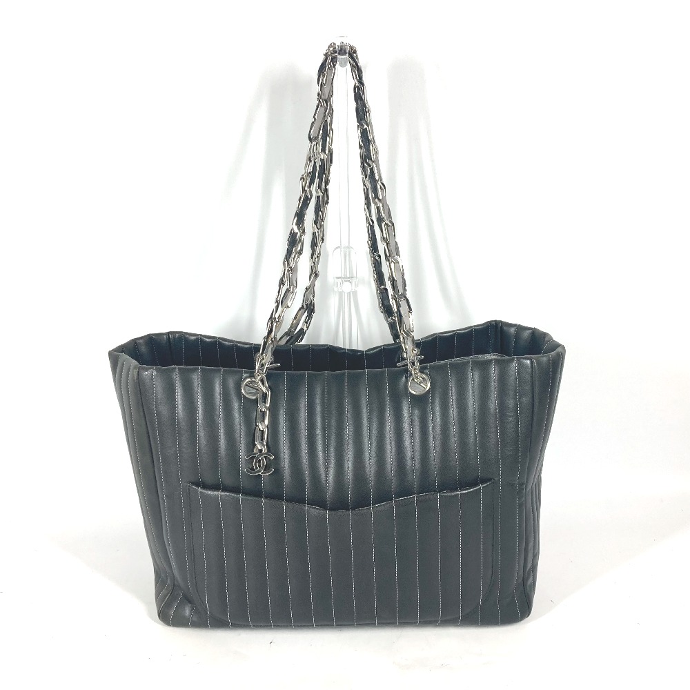 トートバッグ マドモアゼル Wチェーン 肩掛け ショルダーバッグ レザー ブラック