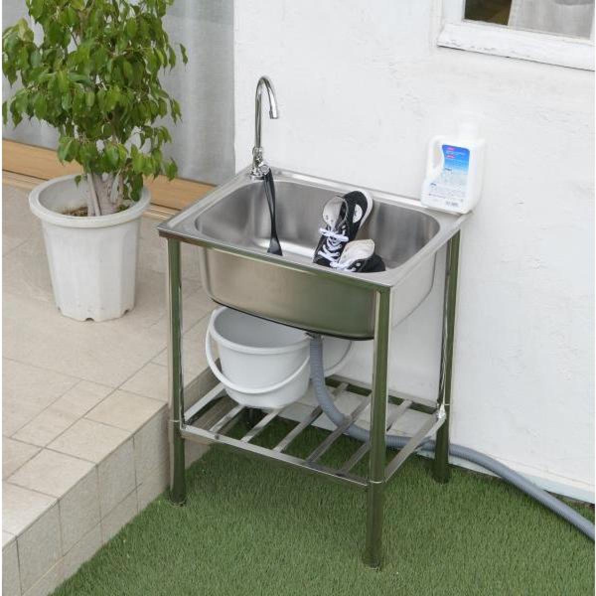 【I】【メーカー直送】谷村実業 蛇口付き深型ステンレス流し台 TAN-3026 流し台 ステンレス 屋外 ガーデニング