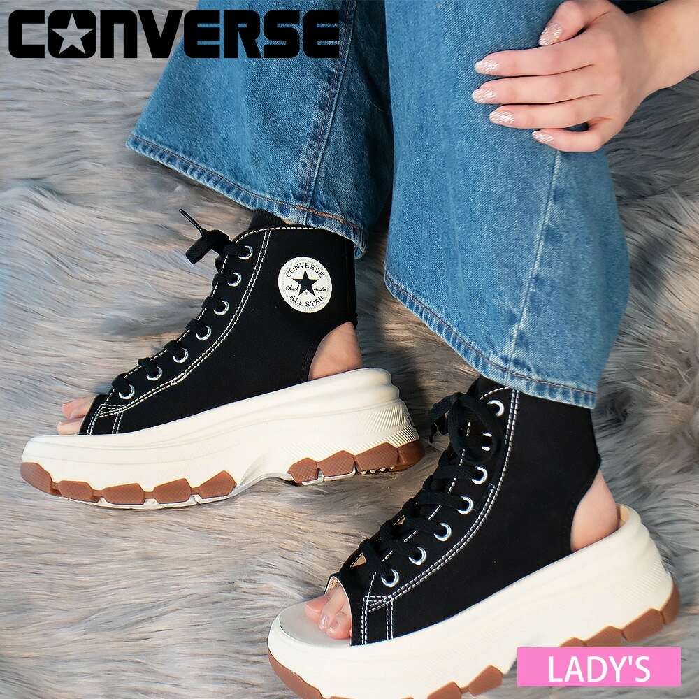 コンバース CONVERSE トレックウエーブ カットアウト サンダル レディース スニーカー ハイカット ブラック 黒 ALL STAR TREKWAVE CUTOUT SANDAL【3131730