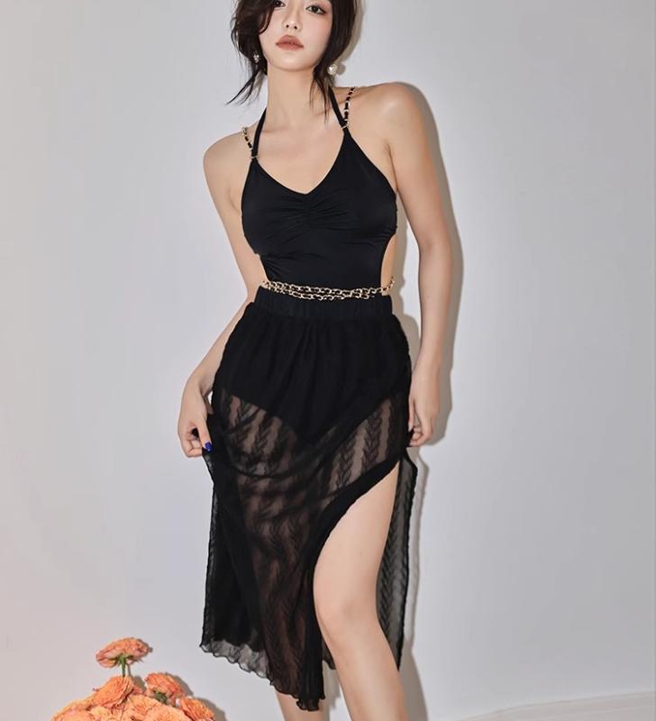 ワンピース 水着 レディース 夏 プール 海水浴 ビーチ レジャー バックレス カジュアル ノースリーブ 三角 ブラック 黒 魅惑的 7,948円