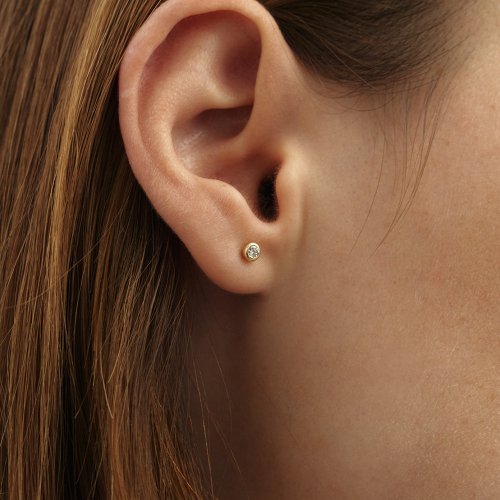 LUNNE 14k ダイヤモンドエッセンシャルベゼルピアス K14ゴールド #LCE01