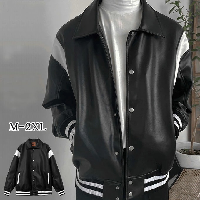 ジャケット スタジャン レザージャケット メンズ レディース ペアルック PUレザー 韓国ファッション オーバーサイズ 体型カバー カジュアル 春 秋 冬新作