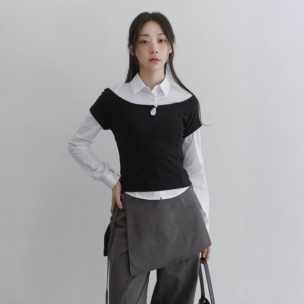 ヘリアトゥウェイワイドネックバックボタンゴルジ1/2ティー