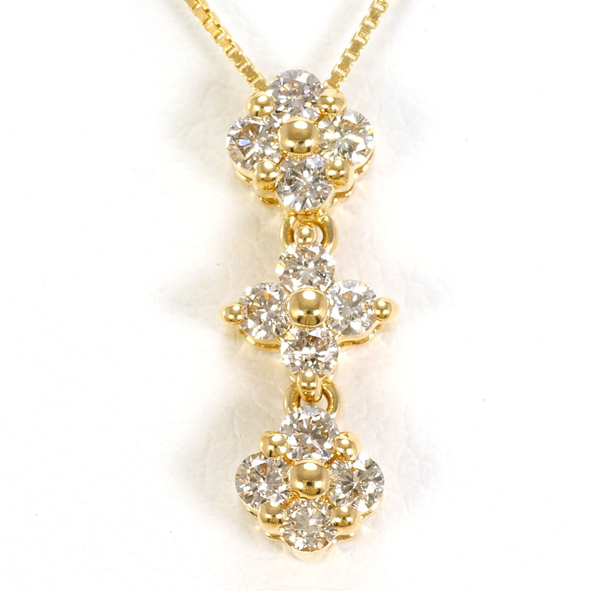 K18 18金 YG イエローゴールド ネックレス ダイヤモンド 0.30ct 総重量約1.7g 約40cm 中古
