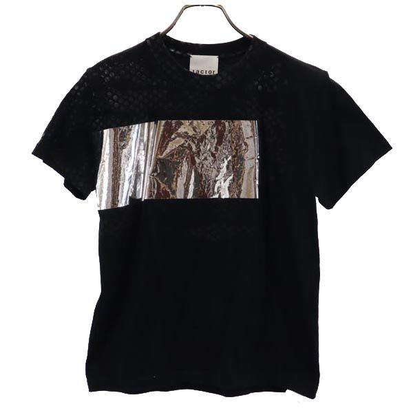 タクター スクリーンプリント 半袖 Tシャツ 1 黒系 tactor ホログラムシート クルーネック メンズ