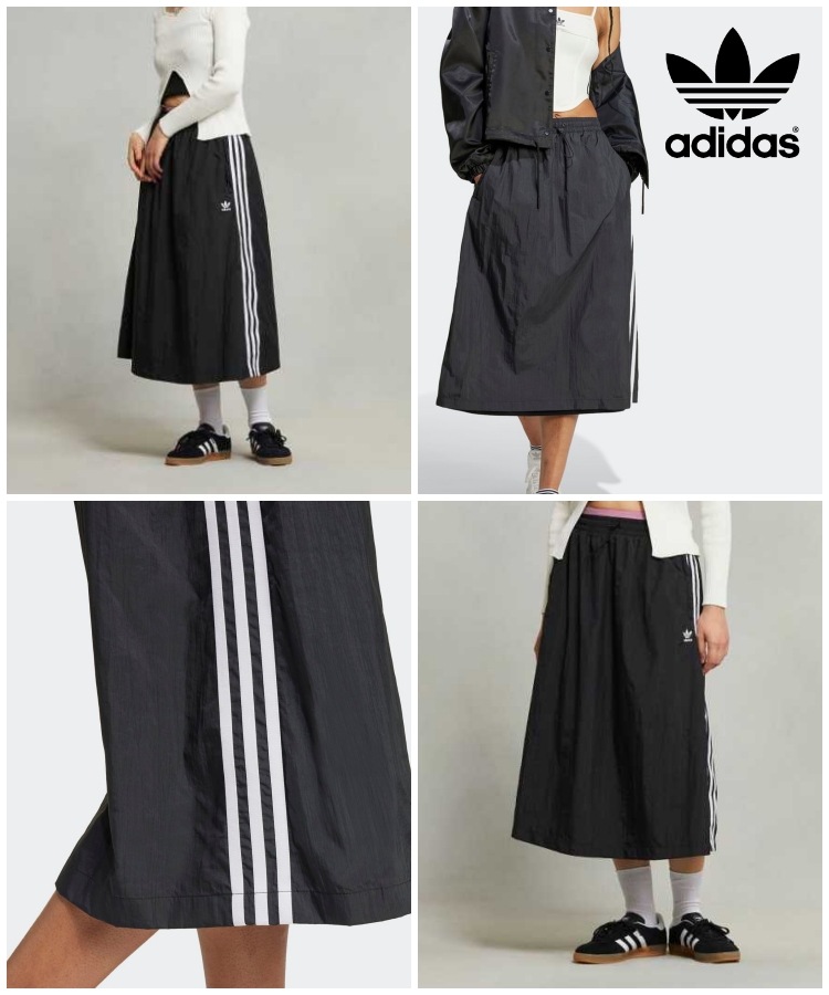 [ADIDAS] アディダス スリーストライプス ロングスカート / BLACK