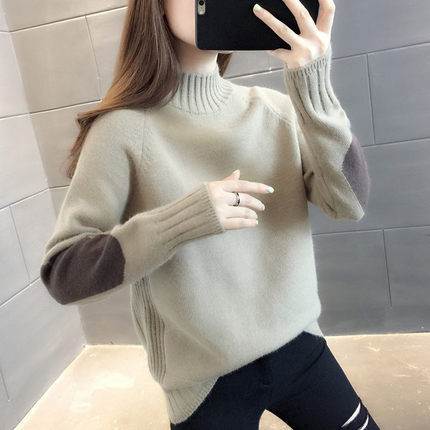 秋冬 ニット セーター トップス セーター プルオーバー 上着 ショート丈 袖あり 長袖 ラグランスリーブ ハーフタートルネック 襟付き ストレート レギュラー ヘッジング 編み込み かわいい 大人可