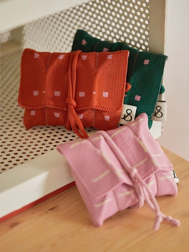 JOSEPH&STACEY公式 ニットカードケース Lucky Pleats Knit Card Wallet Grid (ALL)