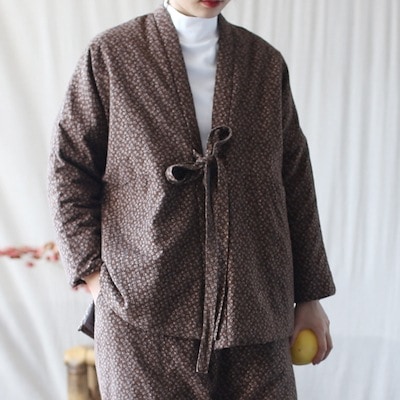 オリジナル　冬レトロ　糸綿入れ　ゆったり　仕立て　加綿　厚　婦人服　綿入れ