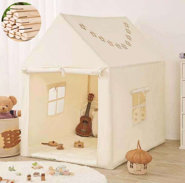キッズテント フロアマット付き 知育玩具 プレイテント 木製 丈夫 男の子 女の子 ベビーテント 赤ちゃん 子供テント 可愛い ゲームハウス 創造力 お城 テントハウス 室内 プレイハウス おままごと