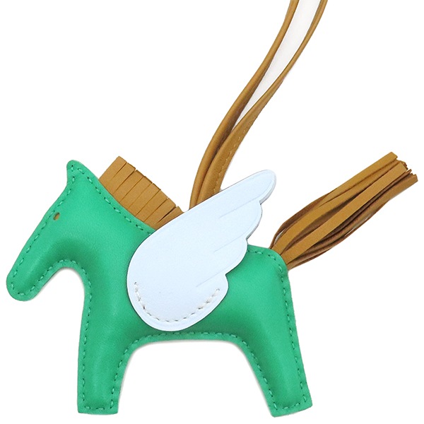 エルメス HERMES バッグチャーム ロデオPM ペガサス アニューミロ ミント×セサミ×ブルーブリュム 緑 茶 水色 U刻印【中古】