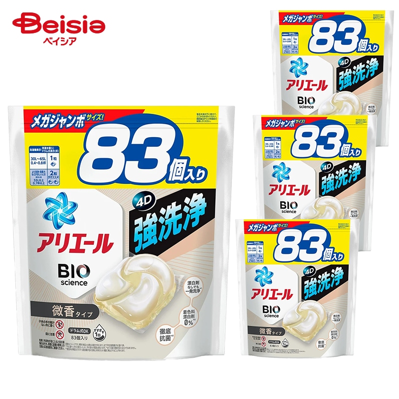 P&G アリエールジェルボール4D微香 つめかえメガジャンボサイズ 83個×4個セット
