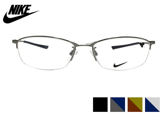 ナイキ NIKE 6091lb スクエア ハーフリム ナイロール チタン 大きい スポーツ スポーティ メガネ ユニセックス メンズ レディース めがね 眼鏡 56サイズ