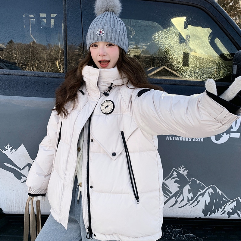 グレー 90 ホワイトダックダウンジャケット 2024 新しいショートスモールカジュアル厚みのあるフード付きジャケット