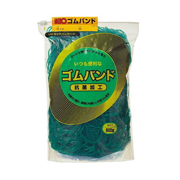 （まとめ）アイジーオー ゴムバンド #16 緑500g #16-TG-M 1袋[x5セット]