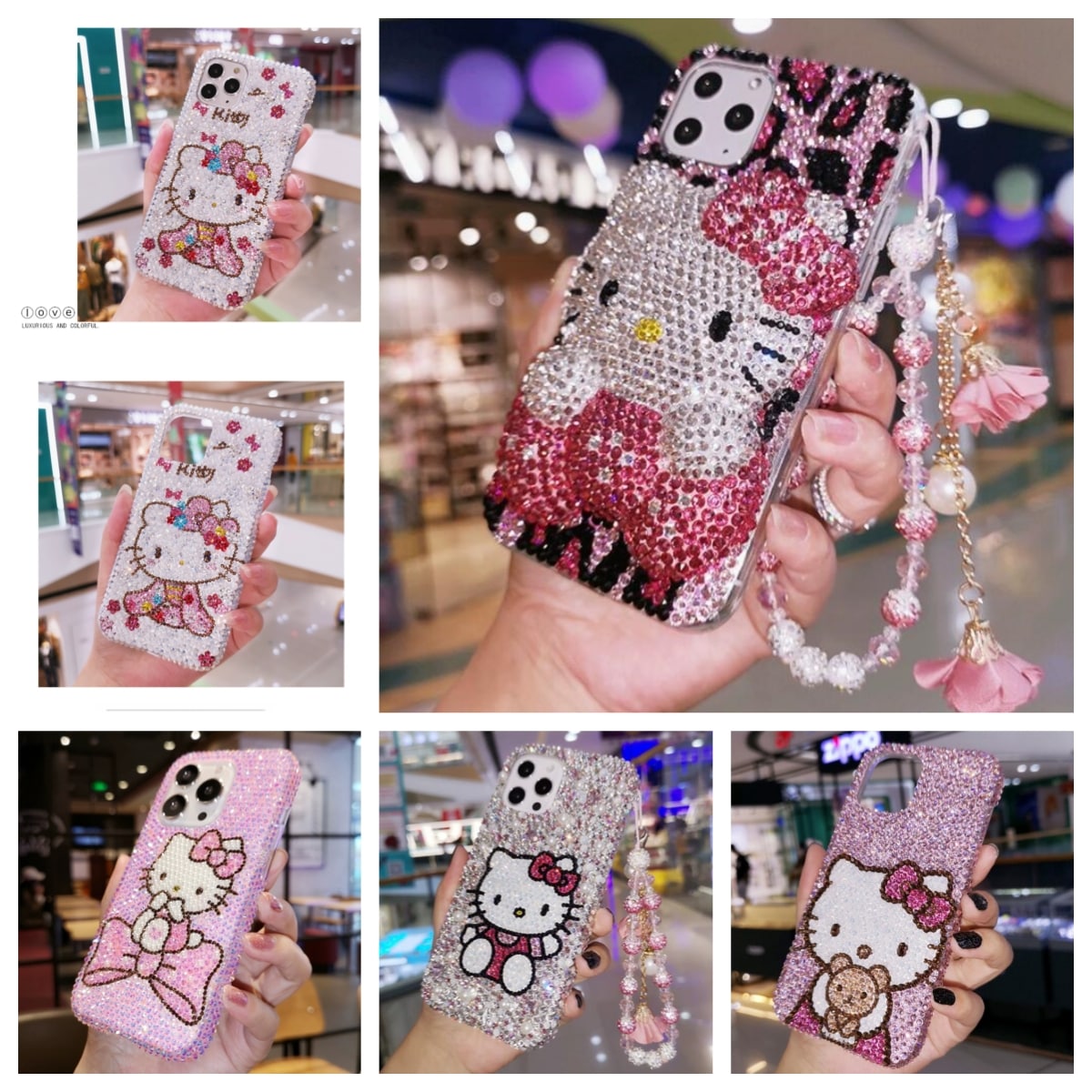 Qoo10] かわいい キティー ちゃん ラインストー : スマホケース