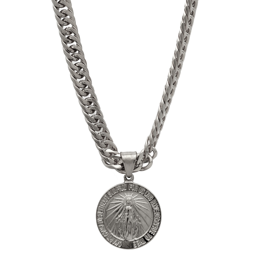 マリアコイン&ダブル喜平ネックレス [n536-silver]