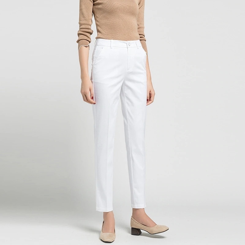 スーツテーパードパンツ ハイウエストの弾力綿仕事のズボンの薄いテーパーパンツ ハーレムパンツ 5,209円