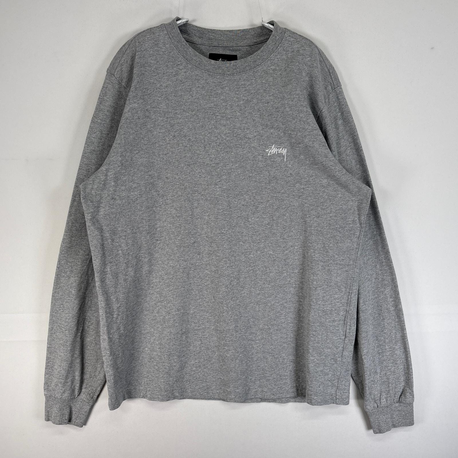 古着 長袖Tシャツ ロゴ 刺繍 肉厚 クルーネック グレー 無地 メンズ 5,324円