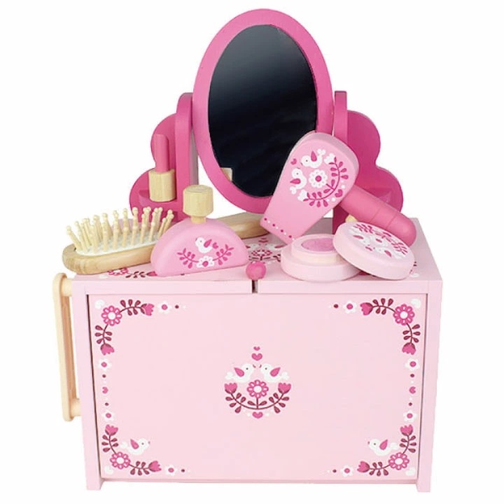 ドレッサー おもちゃ 女の子 3歳 4歳 5歳 小学生 子供 おままごとセット ドレッサーセット 竹製 ドレッサーセット お化粧 グッズ 収納付き おままごと かわいい おしゃれ ピンク 高級 トライ