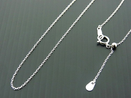 K18ホワイトゴールド　アズキチェーン0.3径：太さ1ミリ　45センチ　スライド式アジャスター 26,046円