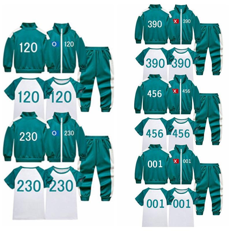 「新品入荷*即納」イカゲーム Squid Game パーカー トップス スウェット 半袖Tシャツ パンツ 3点セット 上下セット コスチューム 大人用 子供用　男女兼用 コスプレ衣装ハロウィン