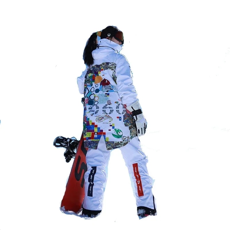スキースーツセット女性と男性のカップルスタイルのアウトドアスポーツスキージャケットパンツスノーボードサーマル防水防風スノースーツ