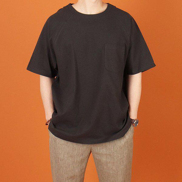 WBRメンズビッグサイズバックオープニングリネンラグラン半袖Tシャツ