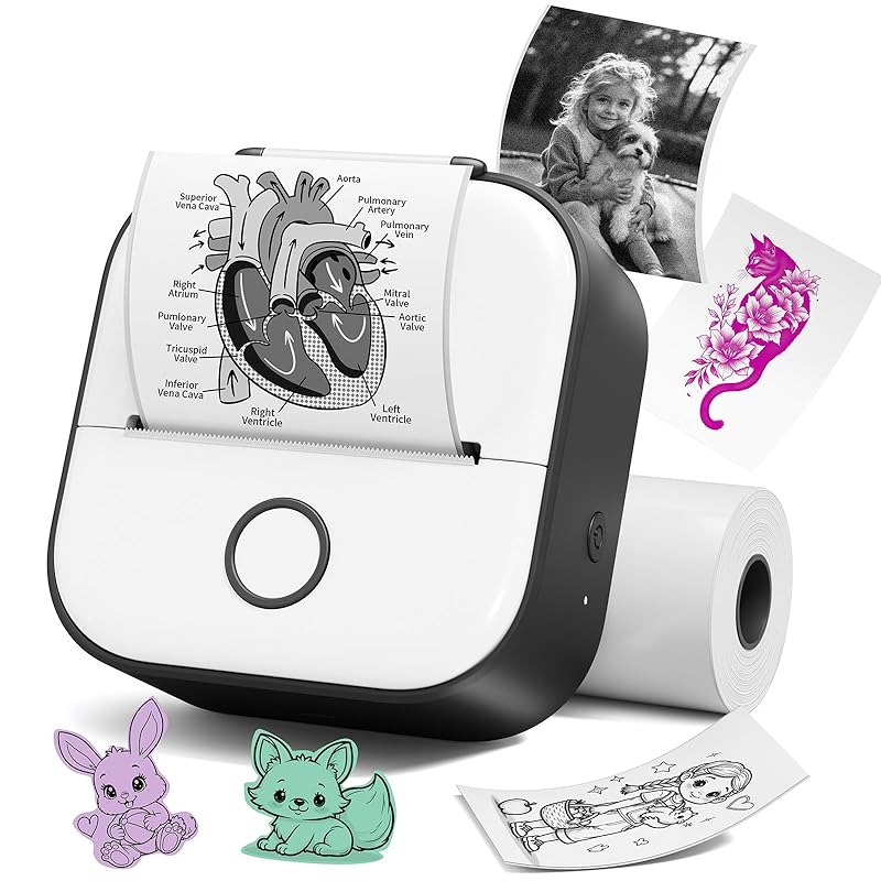 サーマルプリンタースマホ専用 Phomemo T02 ミニプリンター モバイル スマホ対応 感熱プリンター ラベルライター ポケット勉強 コンパクトシール印刷 スマホ ポータブル型 フォトスマホ プリ