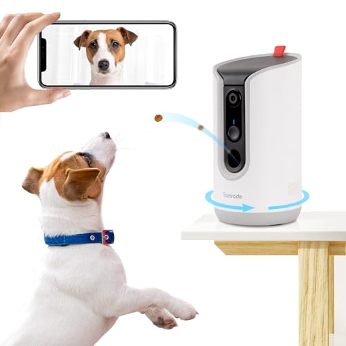 Samrado 【5GHz/2.4GHz WiFi対応】ペットカメラ 見守りカメラ 2Kドッグカメラ 360ビュー 自動給餌器 飛び出すおやつ 犬 猫 留守番 双方向会話 AI人体検知 自動追跡 家族