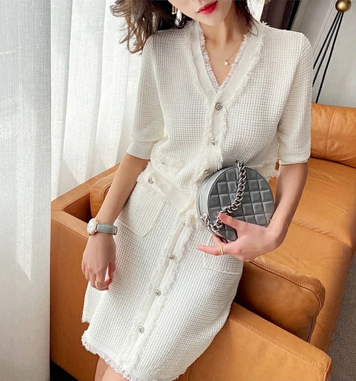 サマーニットセットアップ レディース スカート春夏 きれいめ オフィス 仕事 着回し 同窓会 通勤 通学 お呼ばれ お出掛け 女子会 かわいい 20代 30代 40代 50代 60代