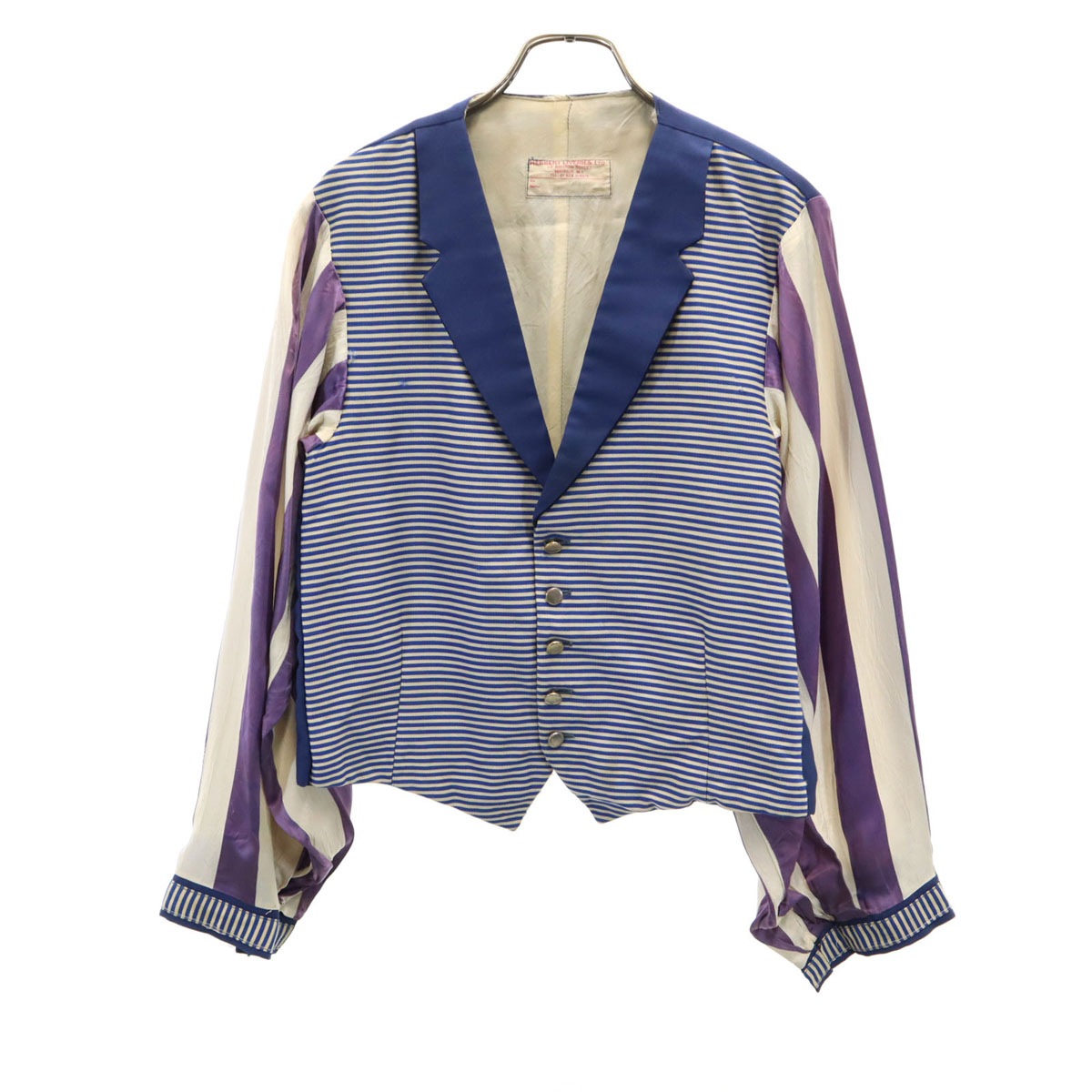 HERBERT LIVERIES LTD. 40s ヴィンテージ ボーダー柄 テーラードジャケット ネイビー レディース 古着