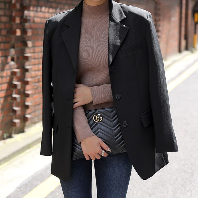 [韓国ファッション] タイトシルエット リブ素材 タートルネックニットカットソー