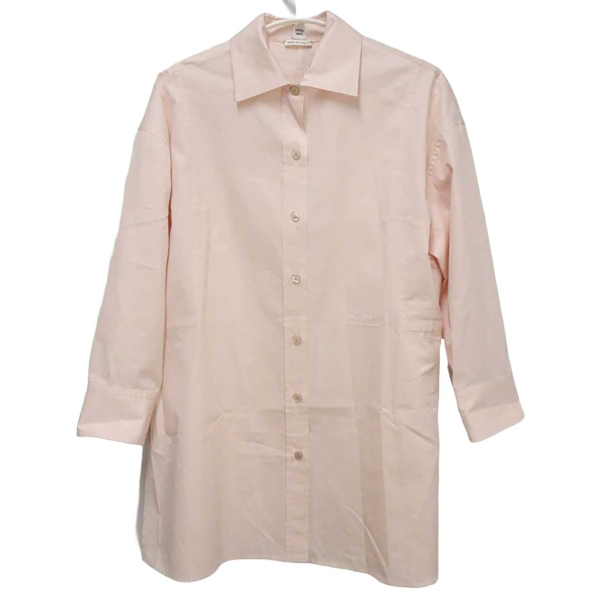 【中古】エルメス チュニック シャツ 36 ピンク 2E0609D4 レディース HERMES コットン