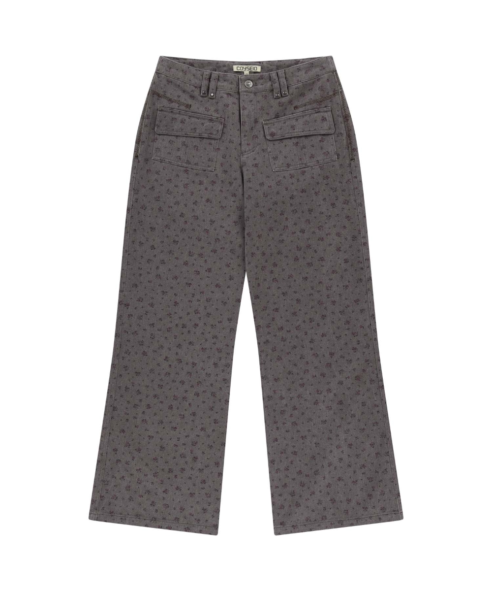 【COYSEIO】 FLOWER PATTERN PANTS : PURPLE GREY