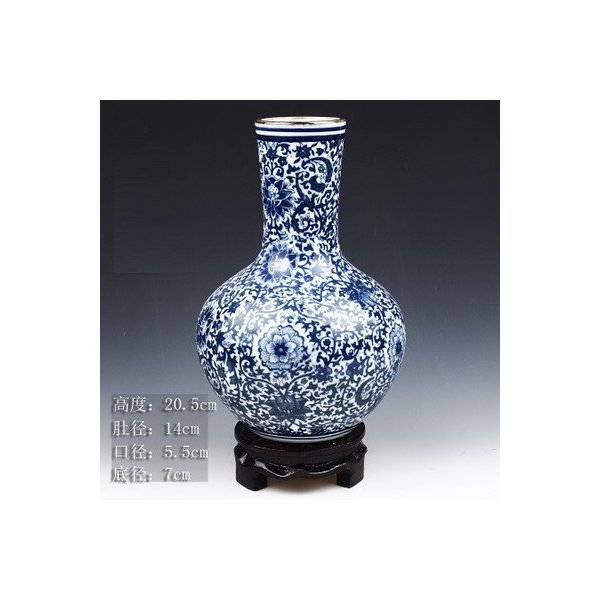 青と白の磁器花瓶連動ロータスデザイン花セラミック花瓶家の装飾景徳鎮花瓶R1842 Light Grey