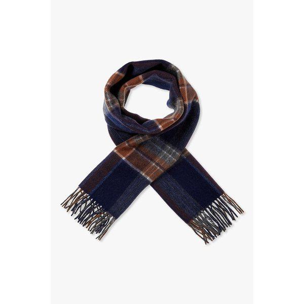 チェックフリンジウールマフラー9105473105051