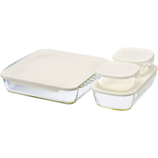 �X�^�b�L���O�ϔM�K���X �R���e�i 4�Z�b�g HKOZ-5004-OW [�I�t�z���C�g]