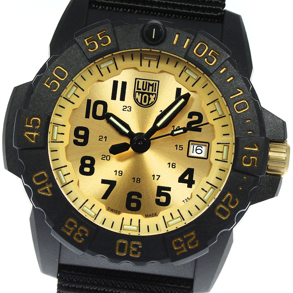極美品 箱・保付【LUMINOX】ルミノックス NAVY SEAL 3500 SERIES ゴールドリミテッドED 3505.GP.SET QZ メンズ_739043【中古】