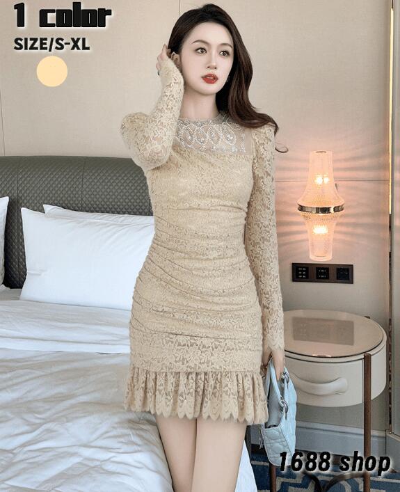 人気 2025 タイトワンピース 姫系ワンピース　シンプル　ワンピース インポート ひざ丈 ミドル丈 エレガント　韓国ファッション シンプル Vネック パーティドレス 長袖　お嬢様 セクシー ミニワン