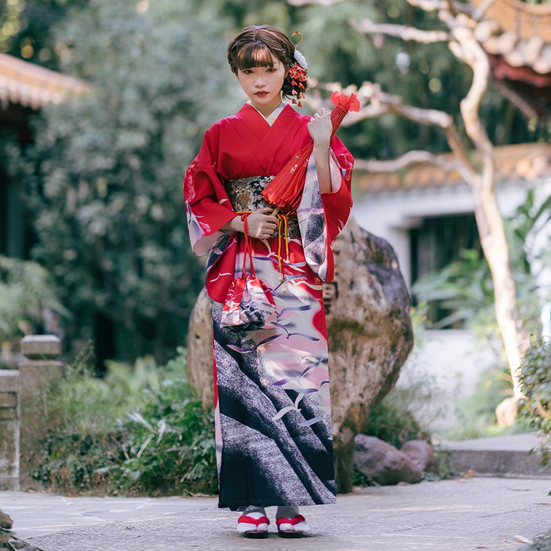 3日出荷 浴衣 新作 正装 振袖 着物 伝統版 位置合わせ 鶴柄 改良 訪問着