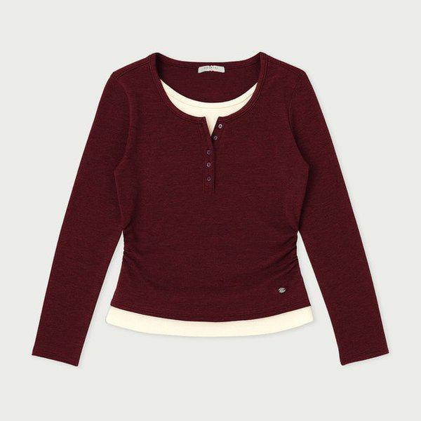 女性用ウェイレヤードボタンヘンリーネックTシャツ10560-131-207-12-490_us