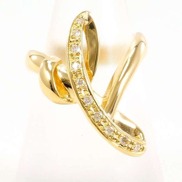 K18 18金 YG リング 8号 ダイヤ 0.10 カード鑑別書 中古