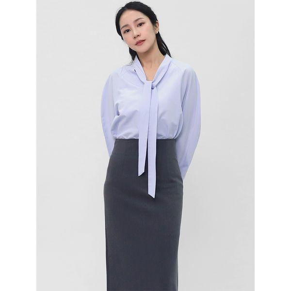 女性用タイブラウス Vネック スカーフ オフィスブラウス LPRE001_P406007694