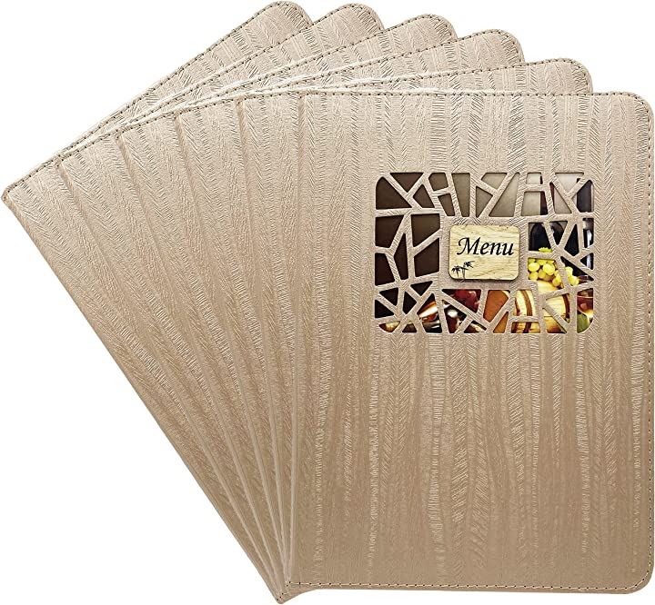 A4 サイズ 全16面 利用可能 中綴じ メニューブック 縦挿し 差し替え簡単 パールブラウン6冊セット(パールブラウン6冊セット)