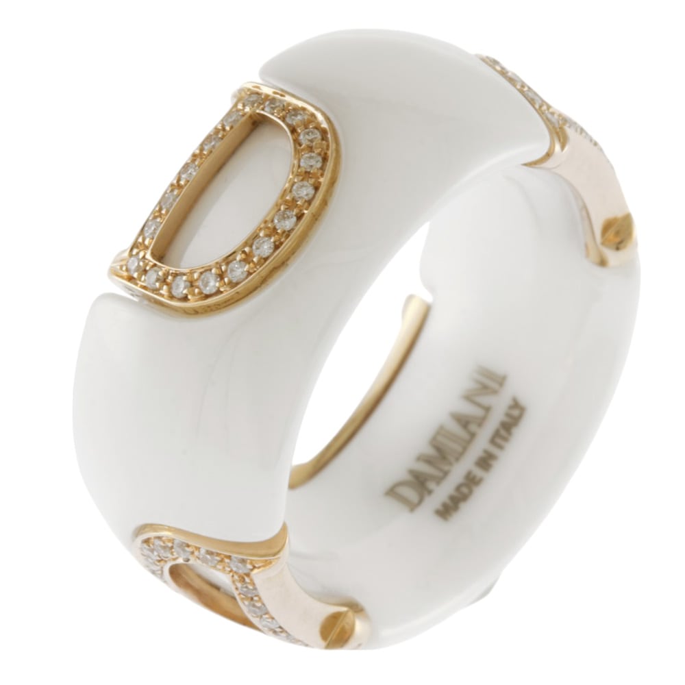 ダミアーニ Dアイコン ダイヤモンド リング 指輪 12号 ホワイトセラミック ダイヤモンド Damiani 中古 美品