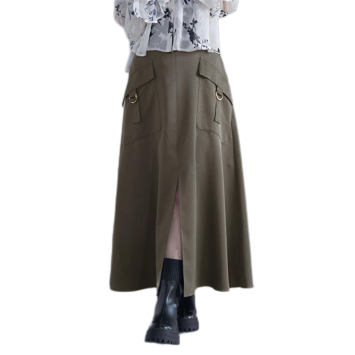 [ビス] スカート 【セットアップ対応】 Aラインミリタリースカート レディース BVC53010 カーキ（３６）